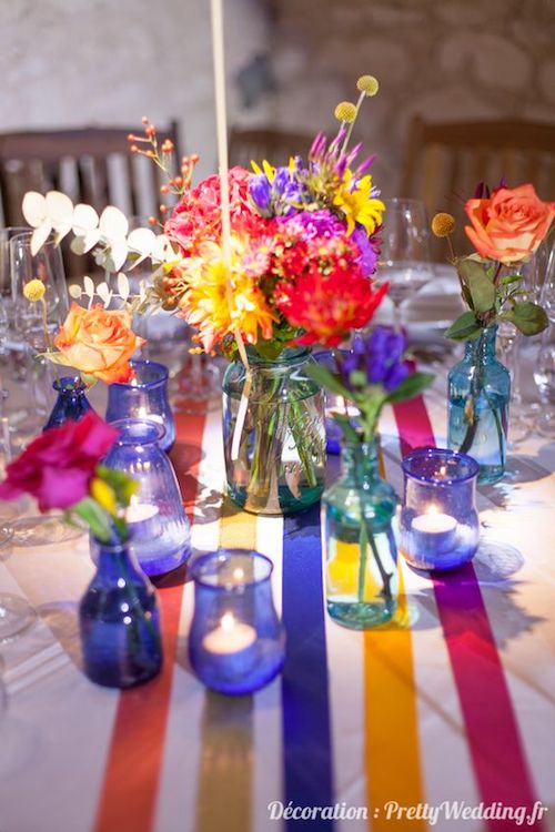 13 décorations de tables de mariage hautes en couleur
